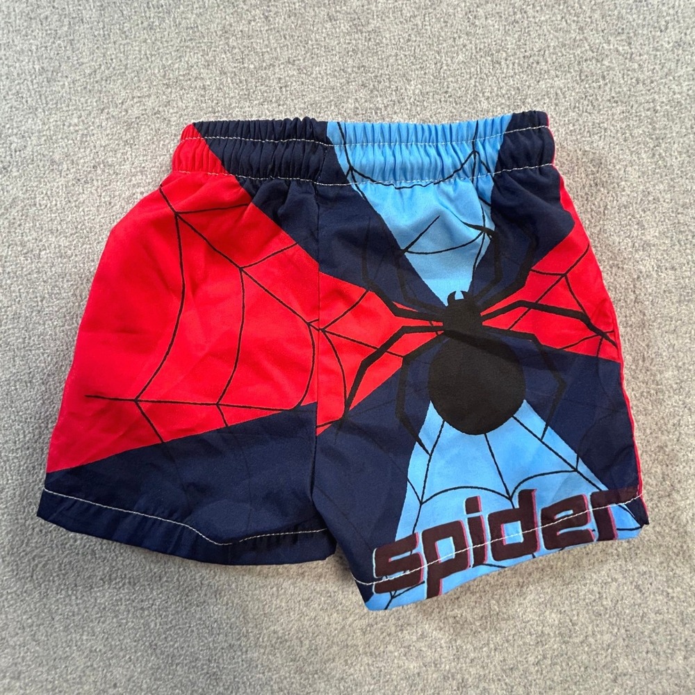 Marvel Spider-Man Swim Trunks‎ Kids 6-9M Red Blue Graphic Superhero Shorts
